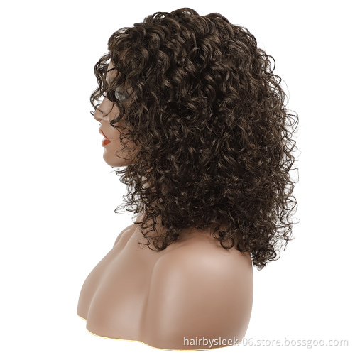 14 inches brown warm romantic heat resistant bob loose curl Kinky Curly Wig synthetic hair wigs short curly wave for black woman